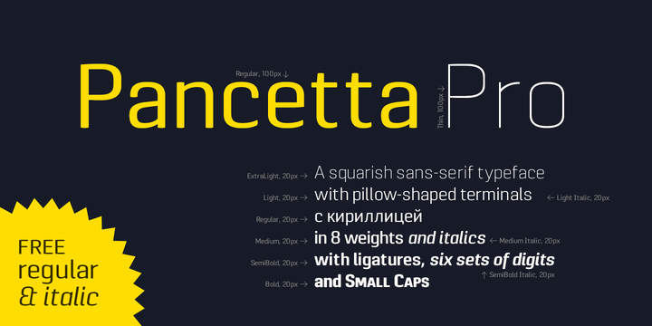 Przykład czcionki Pancetta Pro Semi Bold Italic