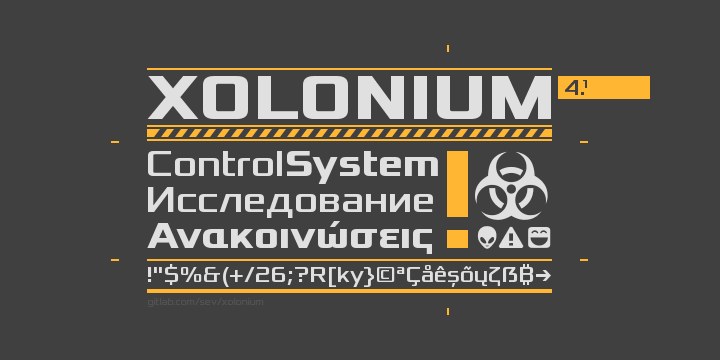 Przykład czcionki Xolonium