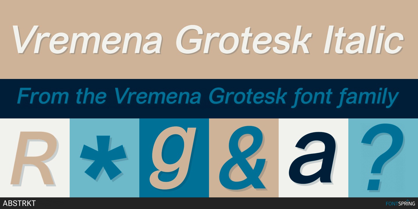 Przykład czcionki Vremena Grotesk Medium Italic