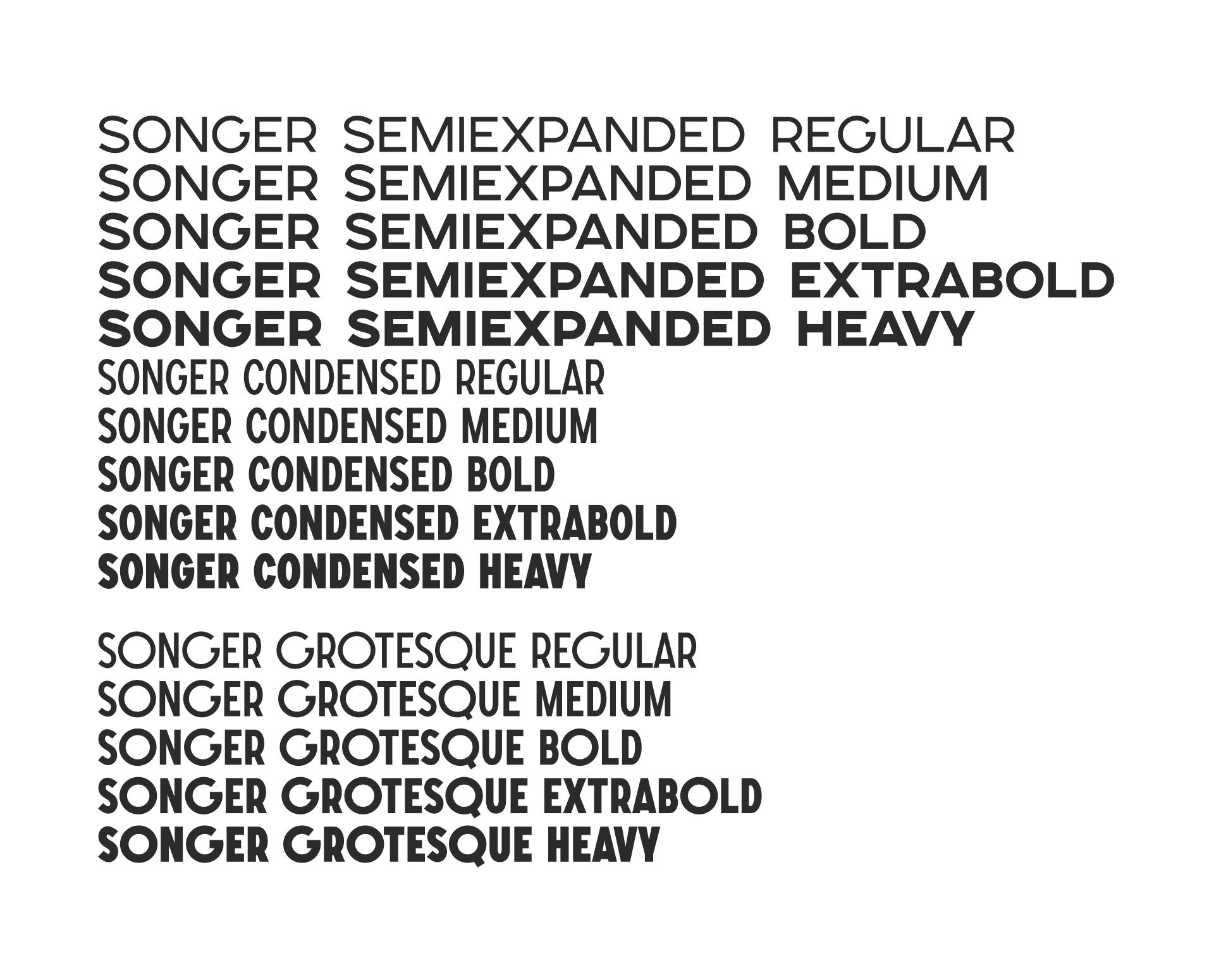 Przykład czcionki Songer Grotesque Heavy