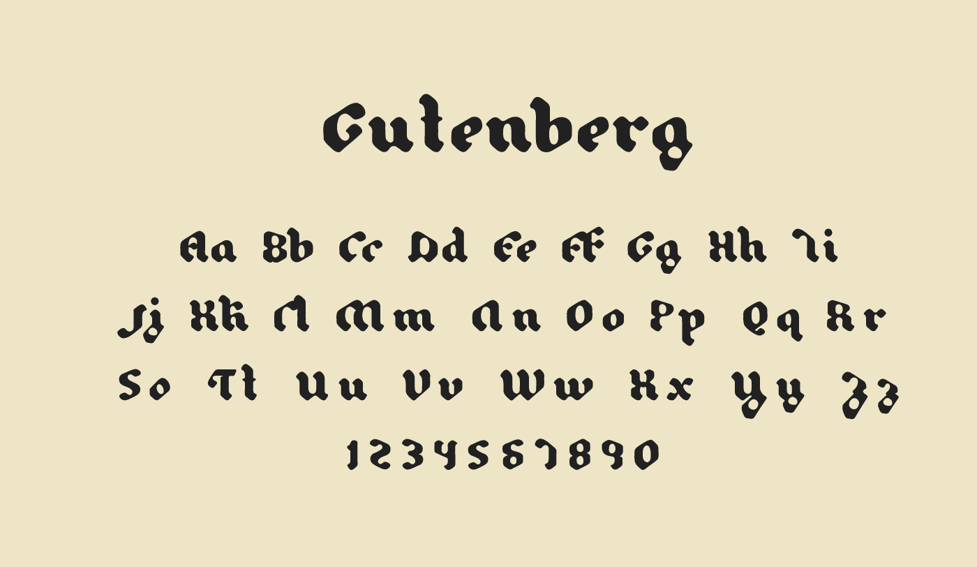 Przykład czcionki Gutenberg Blackletter & Pilsner Regular