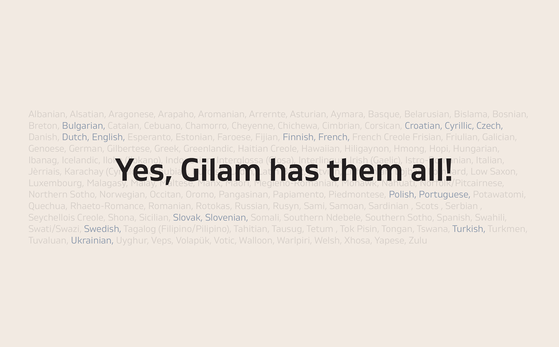 Przykład czcionki Gilam Thin Italic