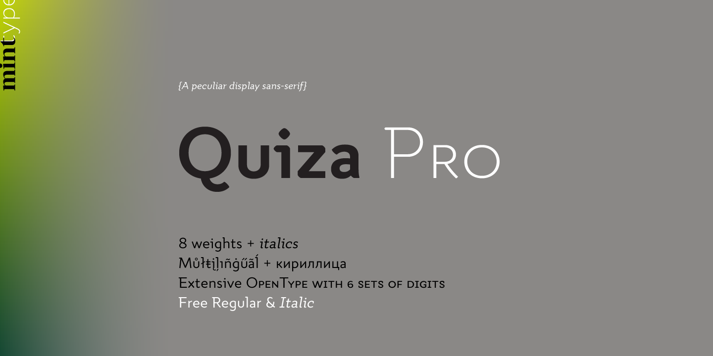 Przykład czcionki Quiza Pro Italic