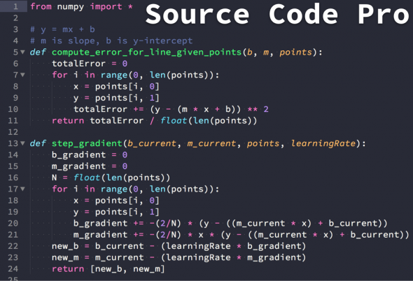Przykład czcionki Source Code Pro