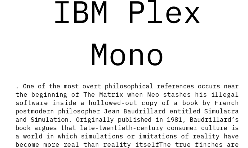 Przykład czcionki IBM Plex Mono