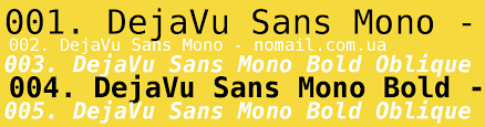 Przykład czcionki Dejavu Sans Mono Regular