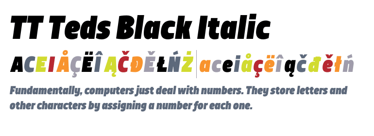 Przykład czcionki TT Teds Extra Bold Italic