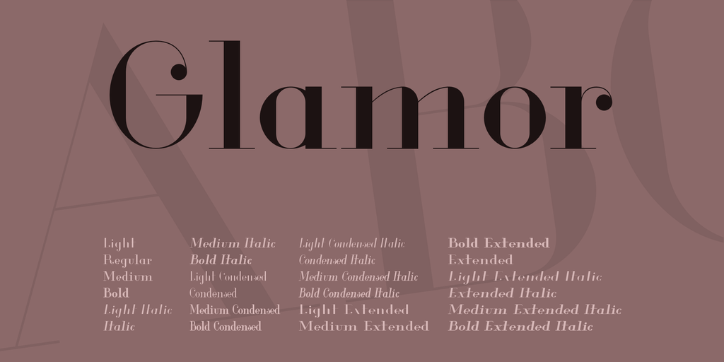 Przykład czcionki Glamor Light Italic