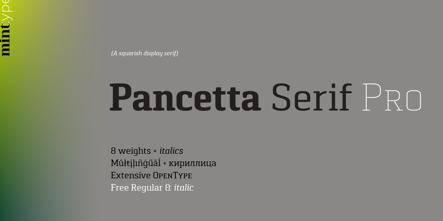 Przykład czcionki Pancetta Serif Pro