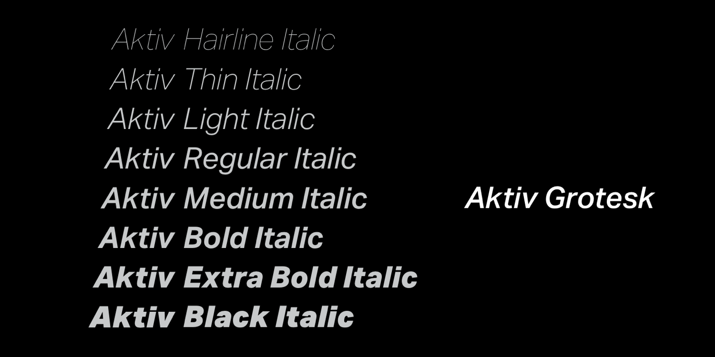 Przykład czcionki Aktiv Grotesk Light Italic