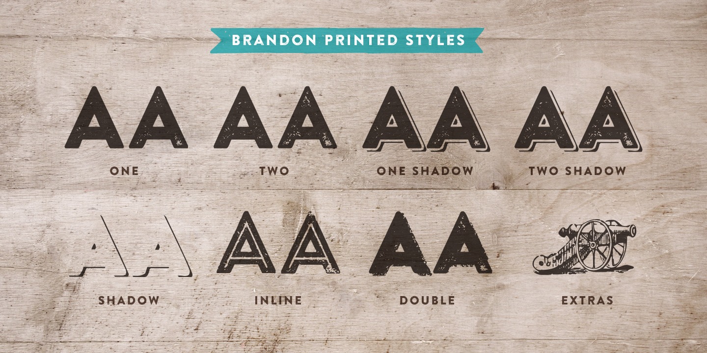 Przykład czcionki Brandon Printed Shadow