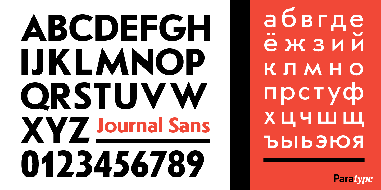 Przykład czcionki Journal Sans Regular
