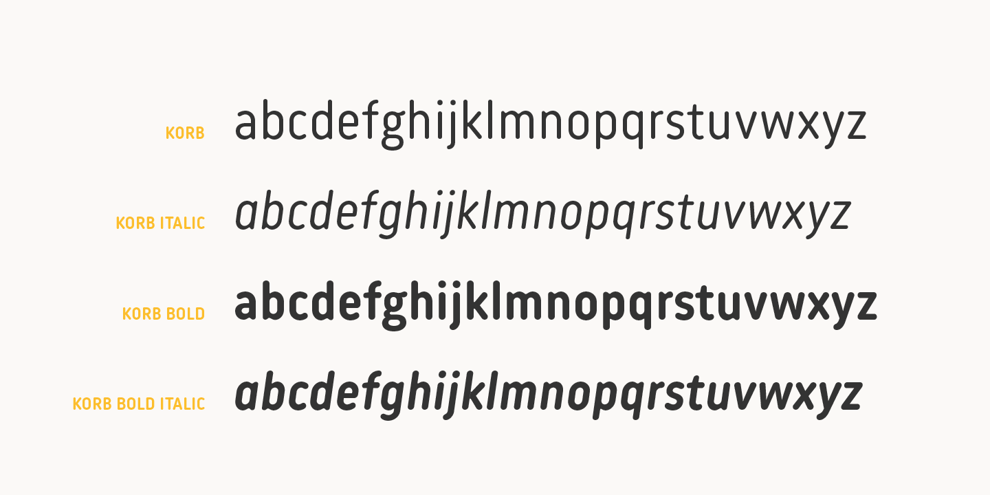 Przykład czcionki Korb Bold Italic