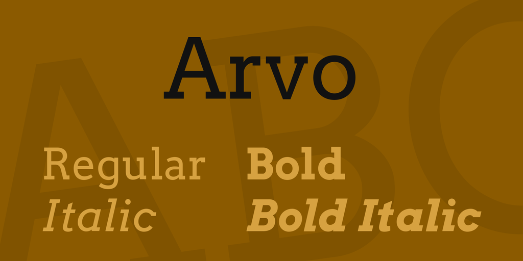 Przykład czcionki Arvo Bold Italic