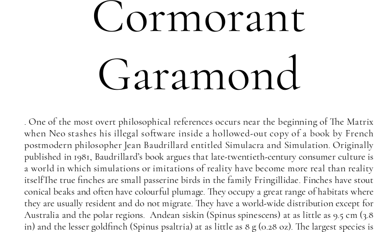 Przykład czcionki Cormorant Garamond
