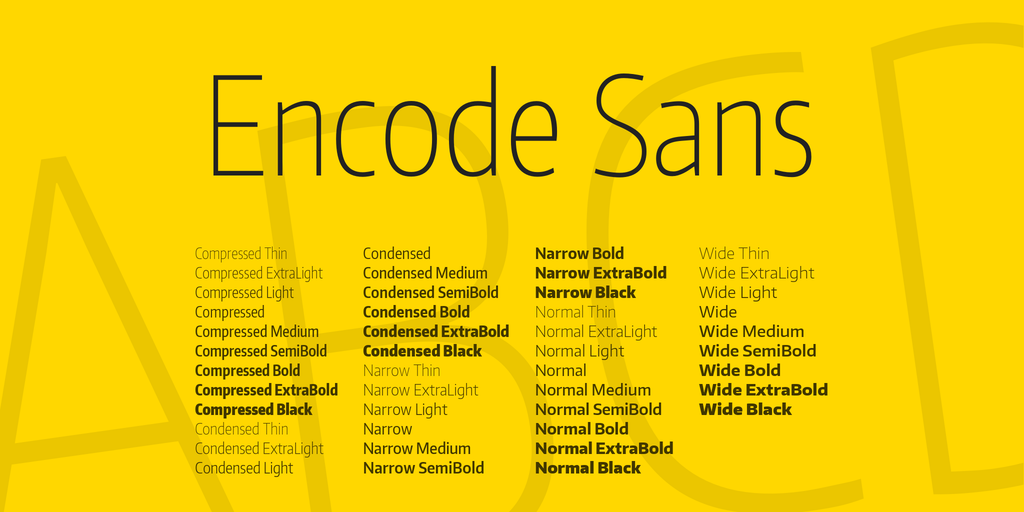 Przykład czcionki Encode Sans Condensed