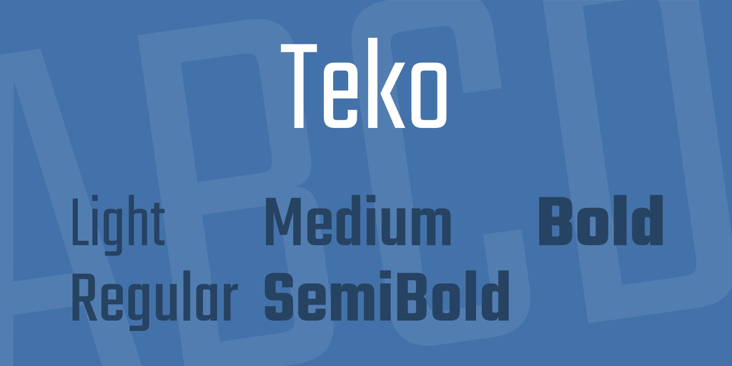 Przykład czcionki Teko Light
