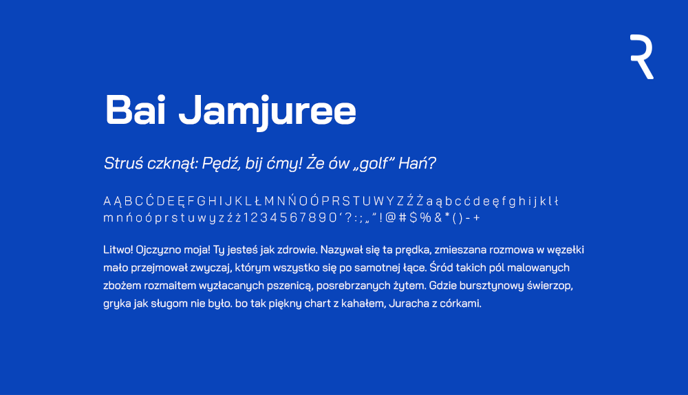 Przykład czcionki Bai Jamjuree Medium
