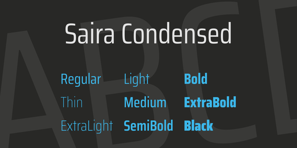 Przykład czcionki Saira Extra Condensed