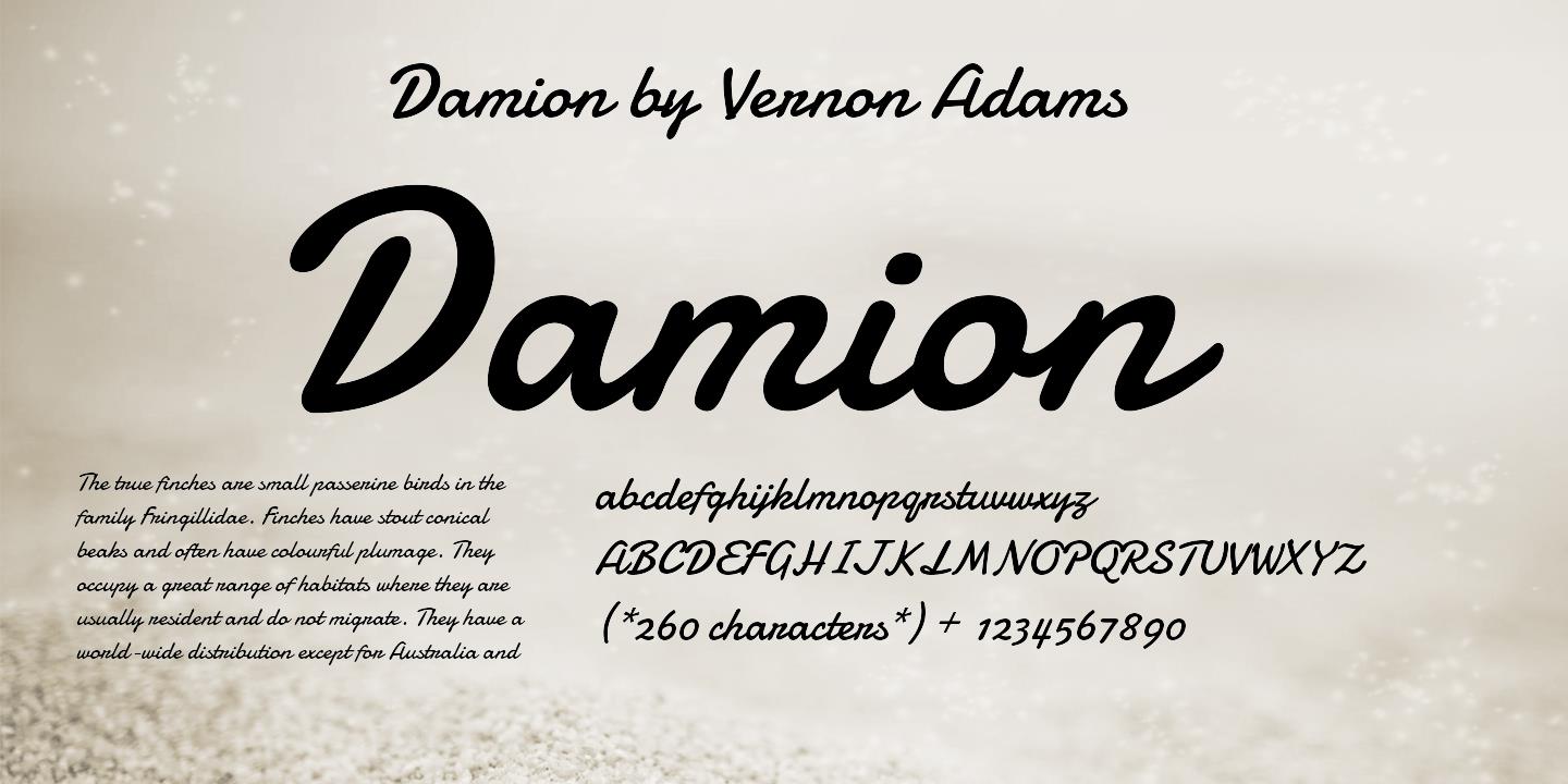 Przykład czcionki Damion