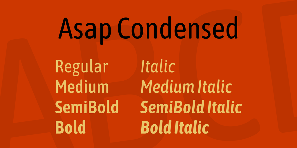 Przykład czcionki Asap Condensed Medium Italic