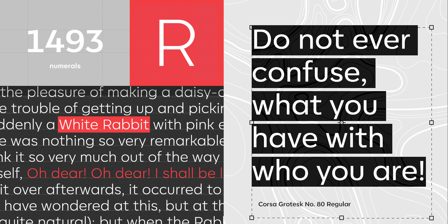 Przykład czcionki Corsa Grotesk Thin