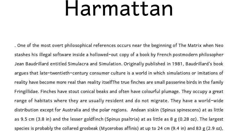 Przykład czcionki Harmattan Regular