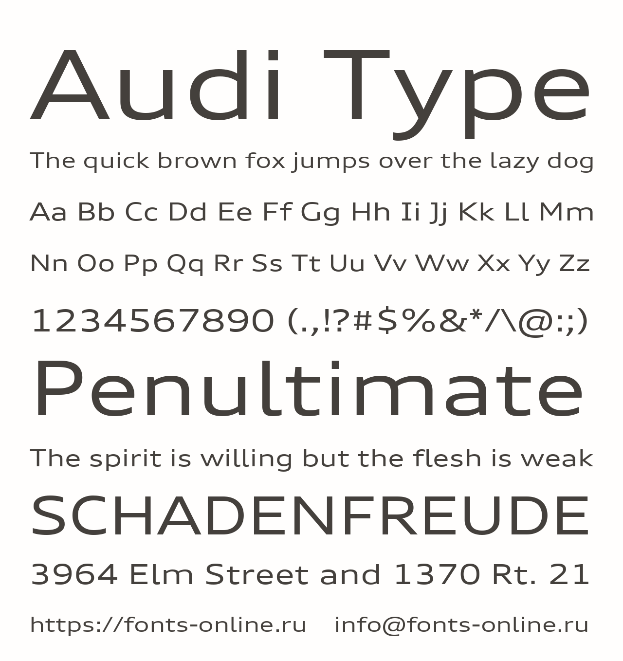 Przykład czcionki Audi Type