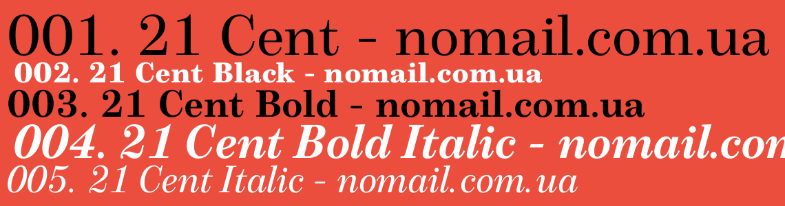 Przykład czcionki 21 Cent Condensed Italic