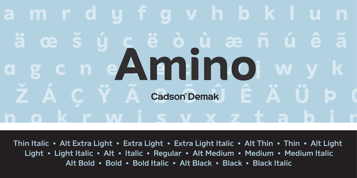 Przykład czcionki Amino Alt Thin