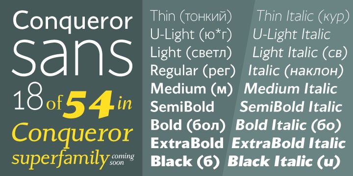 Przykład czcionki Conqueror  Sans Medium Italic