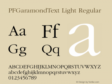 Przykład czcionki PF Garamond Text