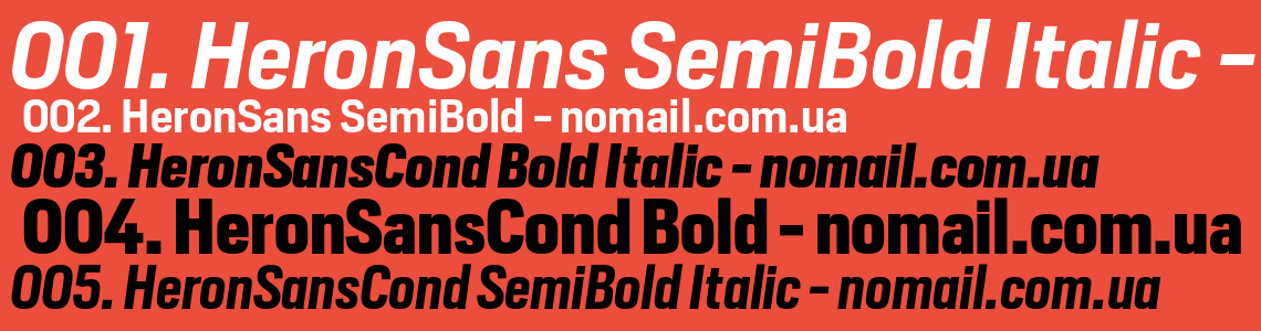 Przykład czcionki Heron Sans Cond Bold Italic