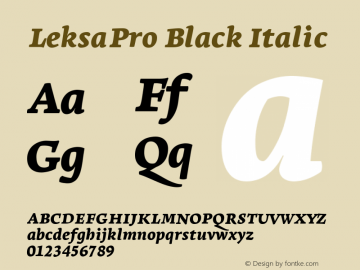 Przykład czcionki Leksa Pro Sans Pro Extra Bold Italic