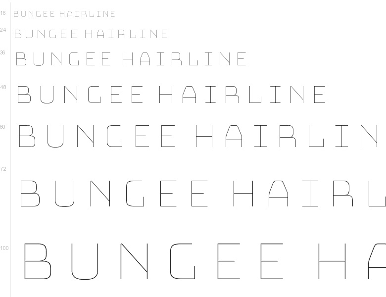 Przykład czcionki Bungee Hairline