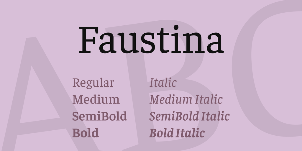 Przykład czcionki Faustina Medium