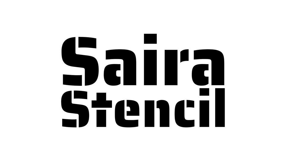 Przykład czcionki Saira Stencil One