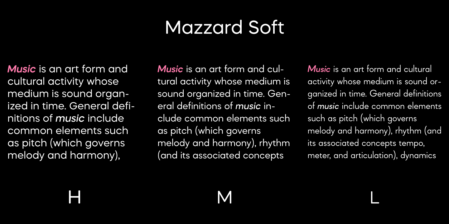 Przykład czcionki Mazzard Soft  Light