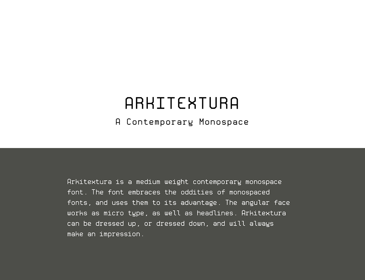 Przykład czcionki Arkitextura