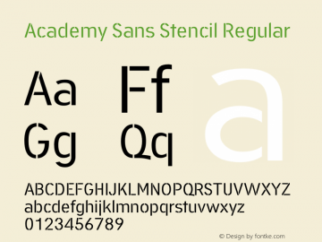 Przykład czcionki Academy Sans Stencil