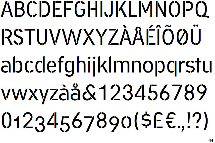 Przykład czcionki Academy Sans Stencil Bold