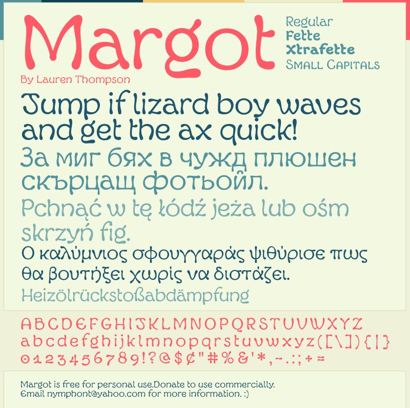 Przykład czcionki Margot Regular Italic