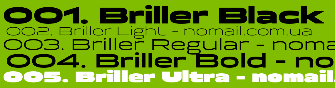 Przykład czcionki Briller Light