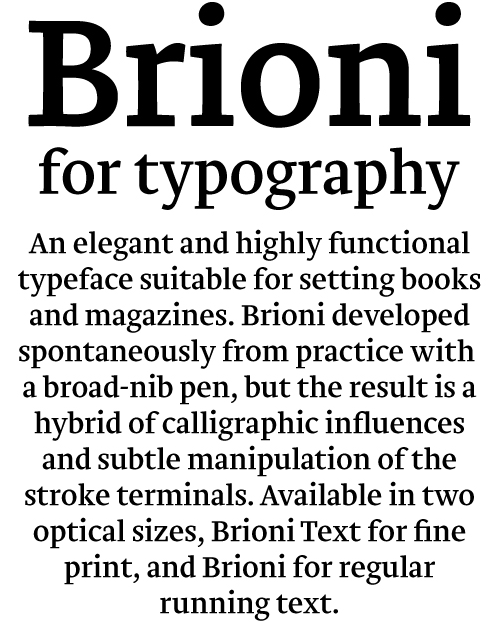 Przykład czcionki Brioni Text Medium