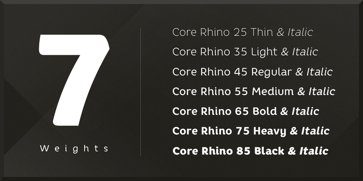 Przykład czcionki Core Rhino 55 Medium Italic