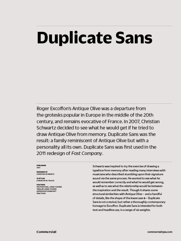 Przykład czcionki Duplicate Sans Regular