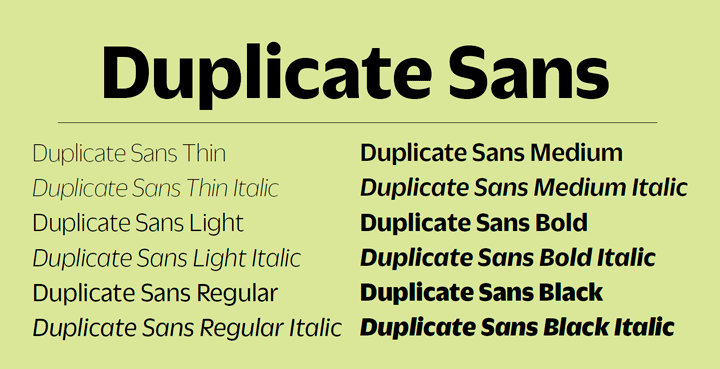 Przykład czcionki Duplicate Sans Thin Italic
