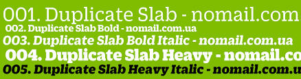 Przykład czcionki Duplicate Slab Italic