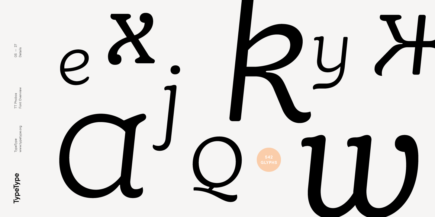 Przykład czcionki TT Phobos Light Italic