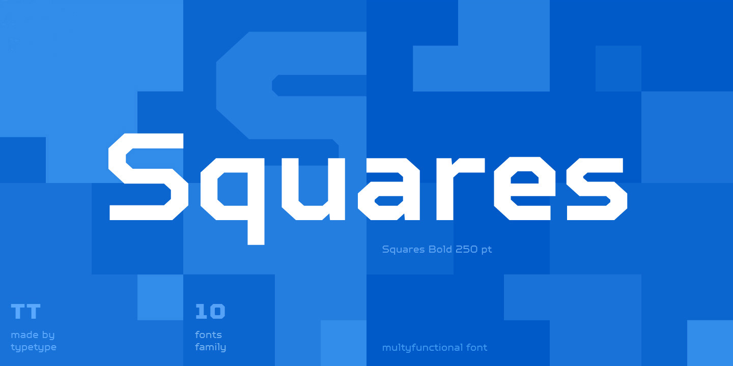 Przykład czcionki TT Squares Light Italic